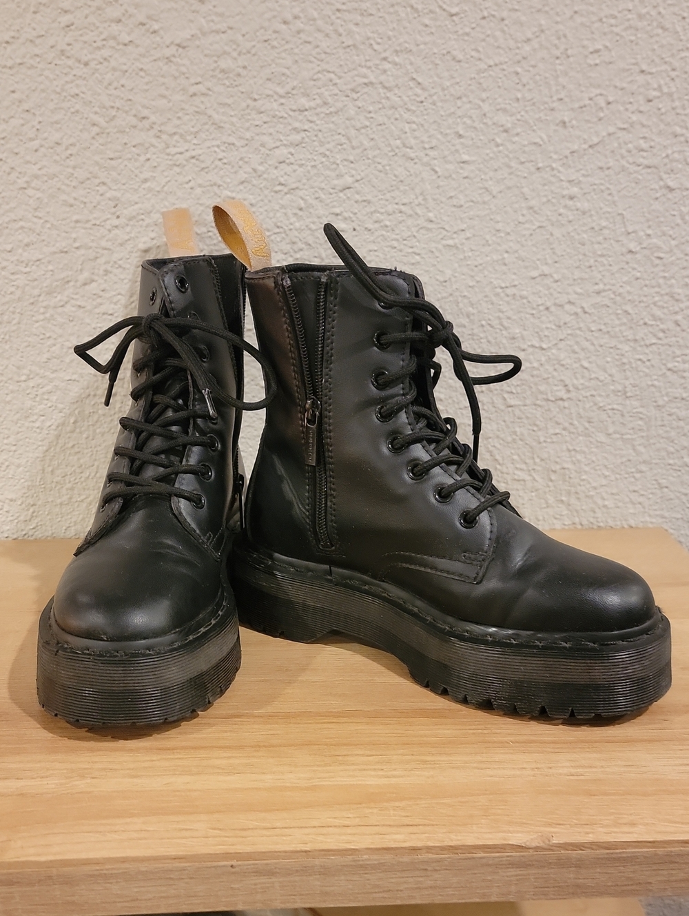 Dr. Martens Black Platform Lace-Up Combat Boots - Vegan